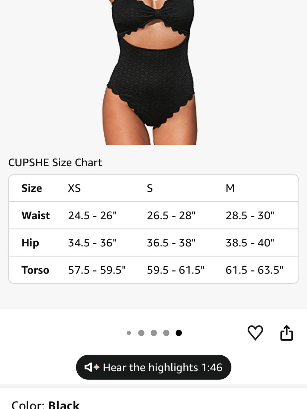 Cupshe Black Scalloped Cutout One-Piece Swimsuit 💜 - Picture 10 of 15